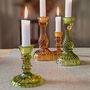 Green Glass Dinner Candlestick Two Sizes, thumbnail 2 of 9