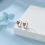 Garnet Red Heart Cz Huggie Hoop In Sterling Silver, thumbnail 1 of 12