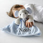 Personalised Blue Elephant Comforter With Soft Ears, thumbnail 1 of 7