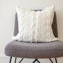 Hand Knit Chunky Cable Knit Cushion In White, thumbnail 1 of 5