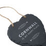 Cornwall Is My Happy Place Fish Design Cornish Gift Novelty Slate Hanging Heart Decoration, thumbnail 4 of 4