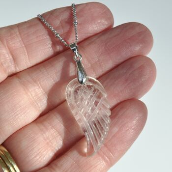 Angel Wing Carved Crystal Pendant Necklace Gift For Her, 2 of 7
