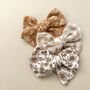 Taupe Gingham Hair Bow, thumbnail 3 of 4