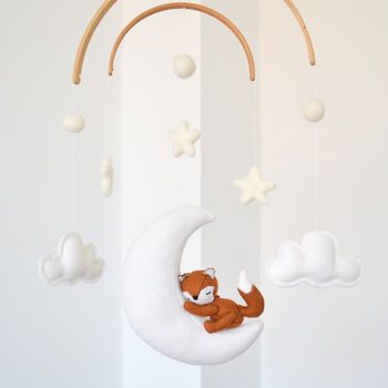Sleeping Fox With Moon And Stars Baby Mobile, 2 of 11