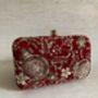 Red Handcrafted Velvet Clutch Bag, thumbnail 1 of 8