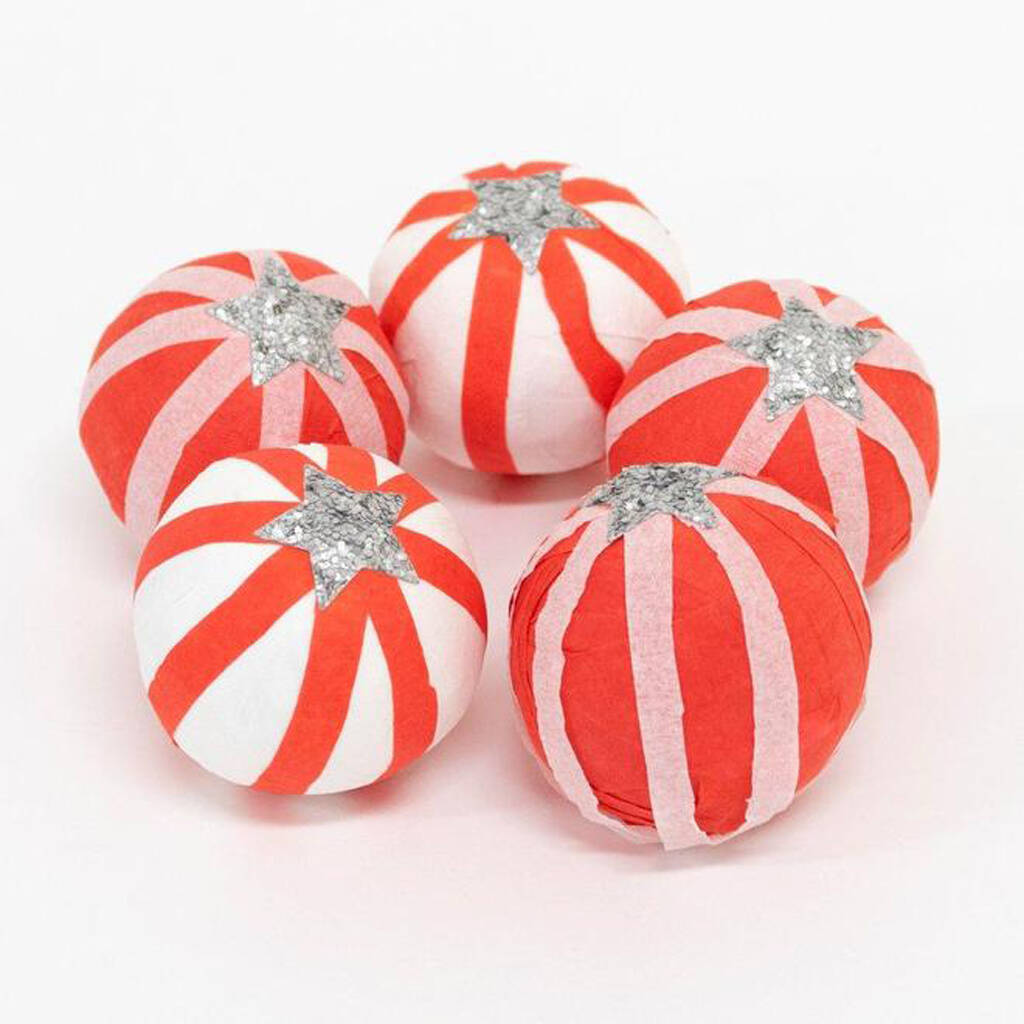 Set Of Six Christmas Peppermint Candy Surprise Balls, 1 of 3