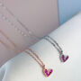 Sterling Silver Pink Crystal Heart Pendant Necklace, thumbnail 2 of 6