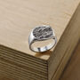 Men’s Chunky Rounded Square 'Touch Wood' Signet Ring, thumbnail 1 of 5