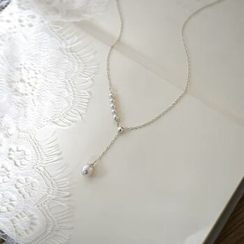Erica White Ivory Silver Pearl Ball Drop Jewel Gift Necklace, 3 of 3