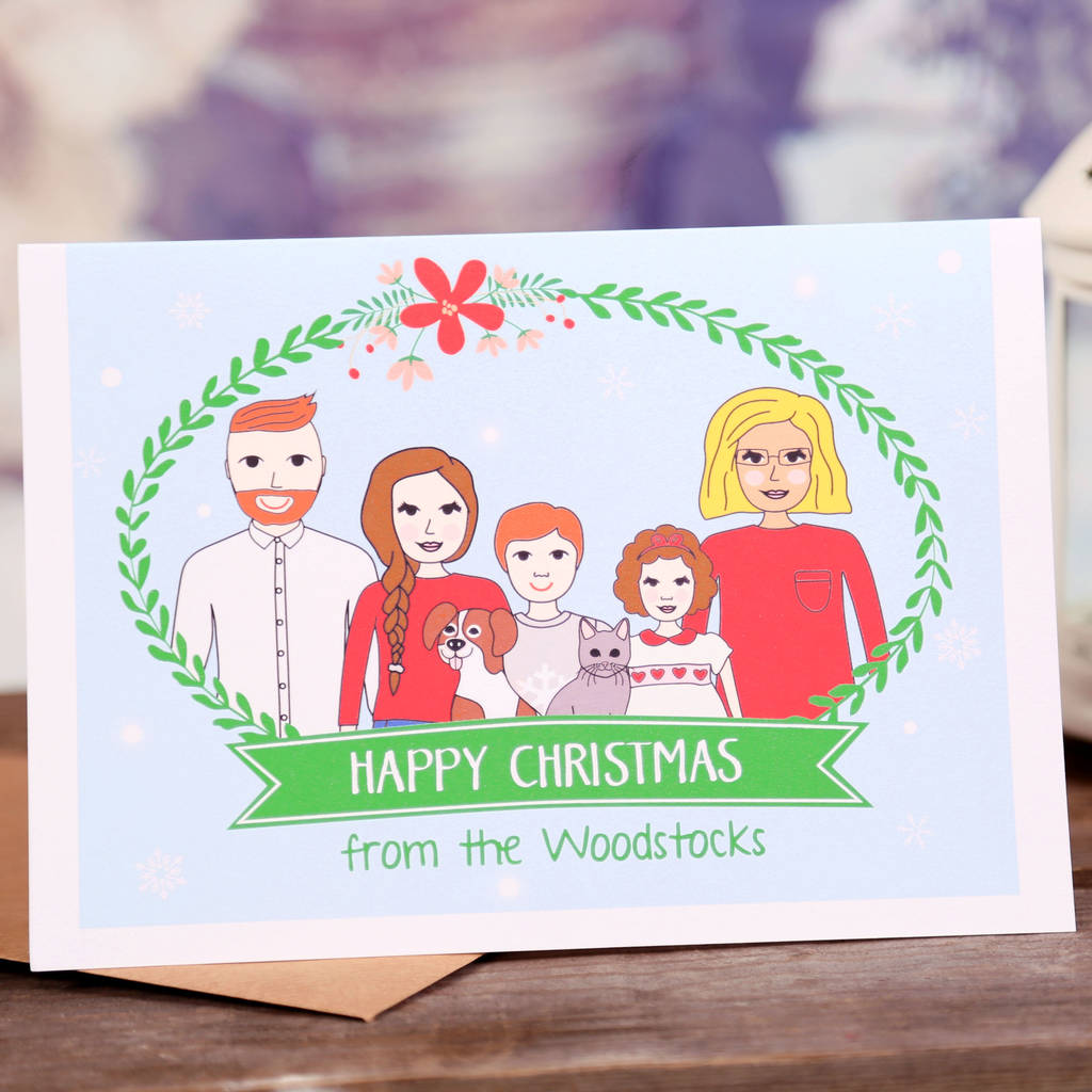 Personalised Family Portrait Christmas Card Or Pack By superfumi ...