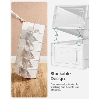Pack Of Shoe Boxes Stackable Shoe Storage Organisers, 7 of 10