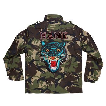 Blue Sequin Tiger Personalised Kids Camo Jacket, 8 of 8