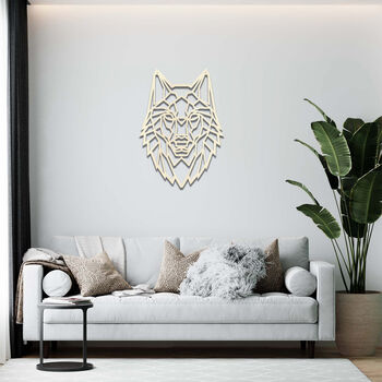 Geometric Wolf Wooden Wall Art Abstract Handmade Decor, 7 of 9