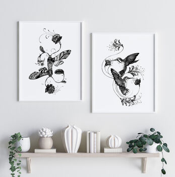 'Hummingbirds And Honeysuckle' Fine Art Print, 3 of 7