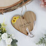 Sunflower Wedding Ring Bearer Wooden Heart, thumbnail 8 of 10