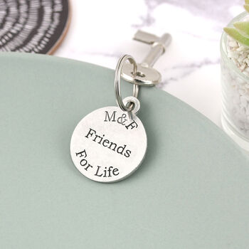 Friendship Gift Personalised Round Pewter Keyring, 8 of 8