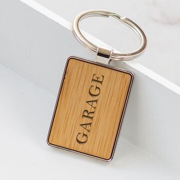 Personalised Bamboo Wooden Rectangle Keyring, 2 of 4