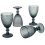 Set Of Four Smoked Grey Embossed Wine Goblets, thumbnail 2 of 9