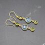 Peridot Blue Topaz Gold Plated 925 Silver Earrings, thumbnail 5 of 5