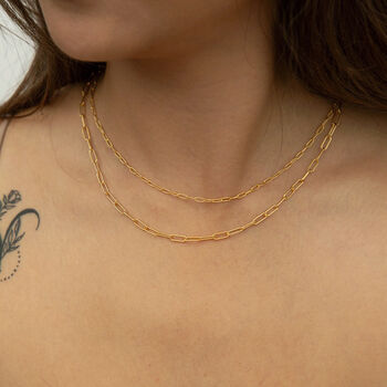 Paperclip Chain Necklace Gold Plated Sterling Silver, 4 of 11