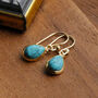 Gold Plated Turquoise Teardrop Earrings, thumbnail 3 of 5