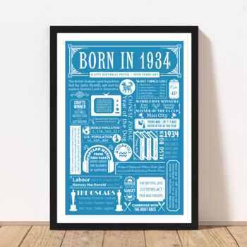 1934 Personalised 90th Birthday Fact Print Gift, 4 of 10