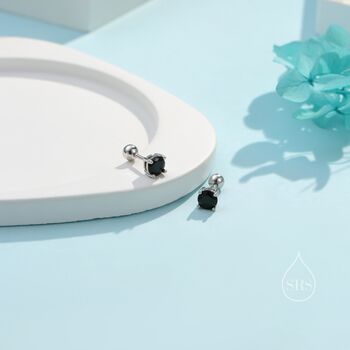 Sterling Silver Black Cz Earrings, 2 of 12