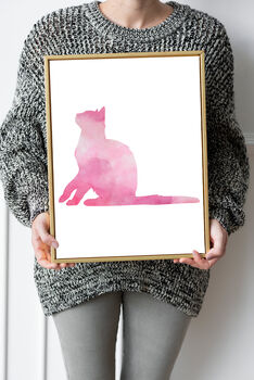 Custom Pet Dog Cat Watercolour Silhouette Portrait, 7 of 8