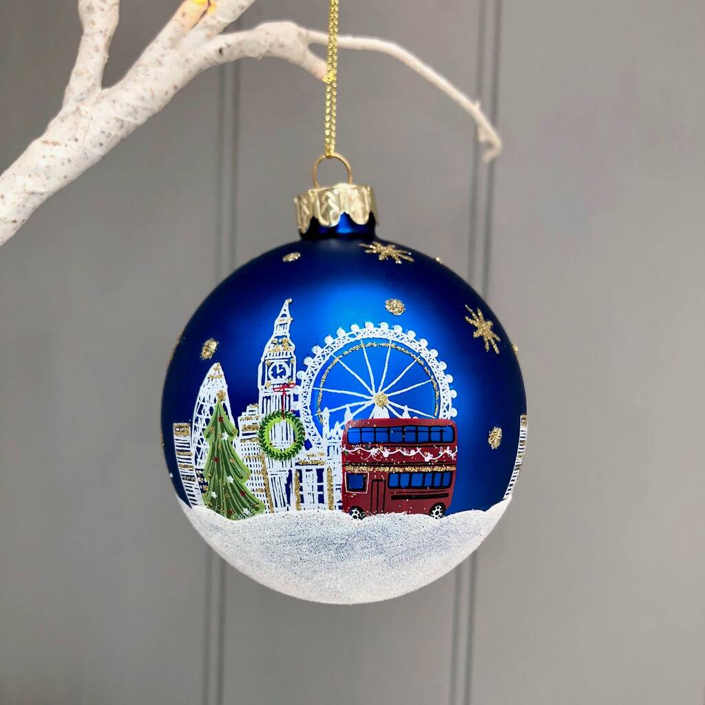 Christmas Glass London Scene Bauble By Pink Pineapple Home & Gifts