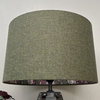 Green Tweed Botanist Lined Drum Lampshade, 6 of 10