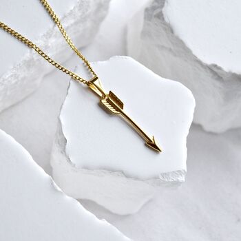 18 K Gold Arrow Necklace Gift Cupid Pendant, 2 of 3