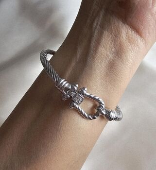 Tarnishfree 18 K Gold Plated Twisted Rope Shackle Rope Bracelet With Cubic Zirconia, 6 of 9