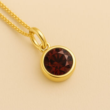Personalised Gold Plated Sterling Silver January Garnet Birthstone Necklace, 4 of 11