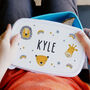 Personalised Safari Animals Blue Lunch Box, thumbnail 2 of 2