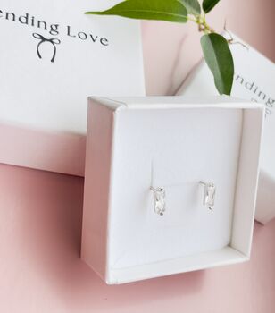 Stud Earrings In Sterling Silver Diamond Cz Stones, 3 of 6