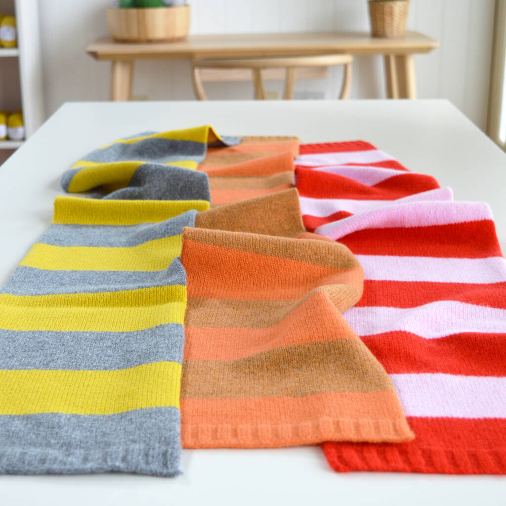 Easy Learn To Knit Stripe Scarf Knitting Kit, 1 of 5