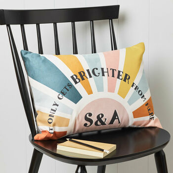 Personalised It Only Gets Brighter From Here Cushion, 3 of 3
