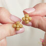 Ethnic Detailed Filigree Gold Plated Stud Earrings, thumbnail 4 of 7