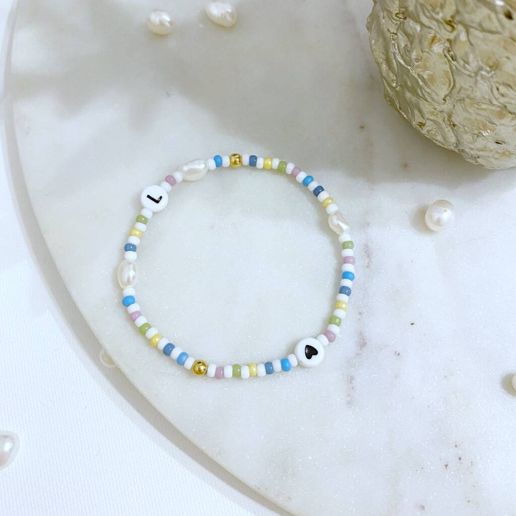 Personalised Multicoloured Bead Bracelets With Pearls By The Lovely ...