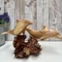 Hand Carved Wooden Dolphin Pair Sculpture Ornament, thumbnail 4 of 12