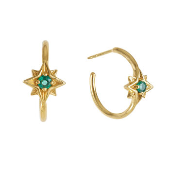 Guiding North Star Gemstone Gold Hoops, 4 of 10