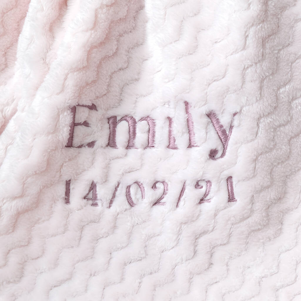Personalised Pink Jacquard Fleece Baby Blanket By 1st Birthday Gifts
