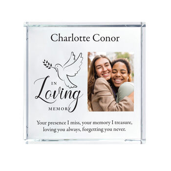 Personalised In Loving Memory Dove Photo Crystal Token, 4 of 5