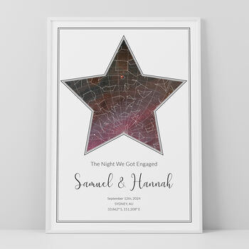 The Night She Said Yes Personalised Star Map Print Engagement Gift, 3 of 12