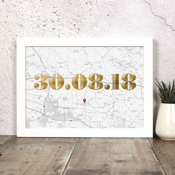 Personalised Map Print With Foil Date, 3 of 4