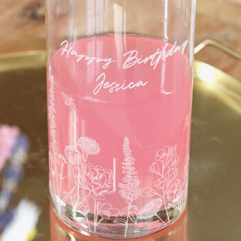 Personalised Engraved Wildflower Glass Wine Carafe, 2 of 4