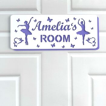 Personalised Ballerina And Butterfly Childs Door Sign, 5 of 11