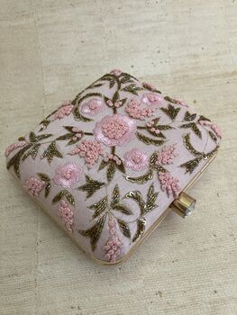 Pink Square Floral Handcrafted Clutch Bag, 2 of 6
