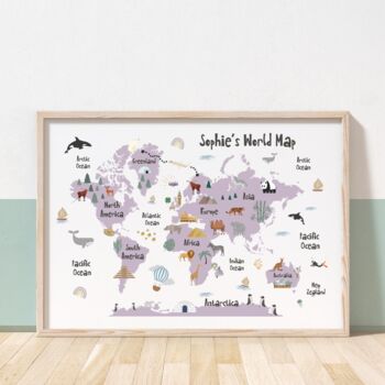 Personalised Children's World Map Print, 4 of 5