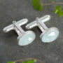 Aquamarine Cufflinks In Solid Sterling And Fine Silver, thumbnail 3 of 3